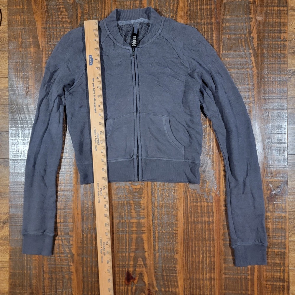 Skims Modal Terry French Shrunken Zip Up Sweatshirt Gray Women's XS Full Zip